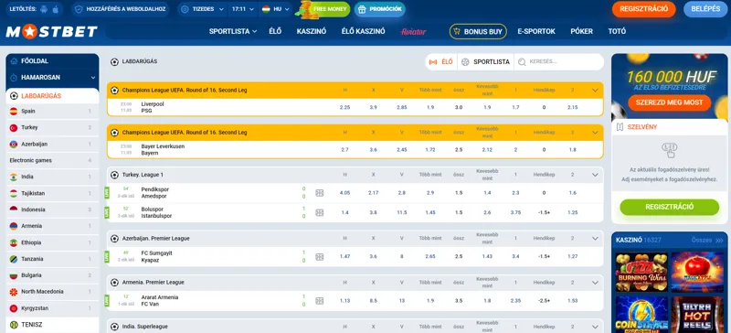 Mostbet labdarúgás események