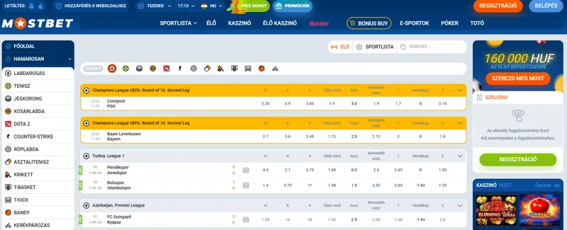 Mostbet élő foci fogadás